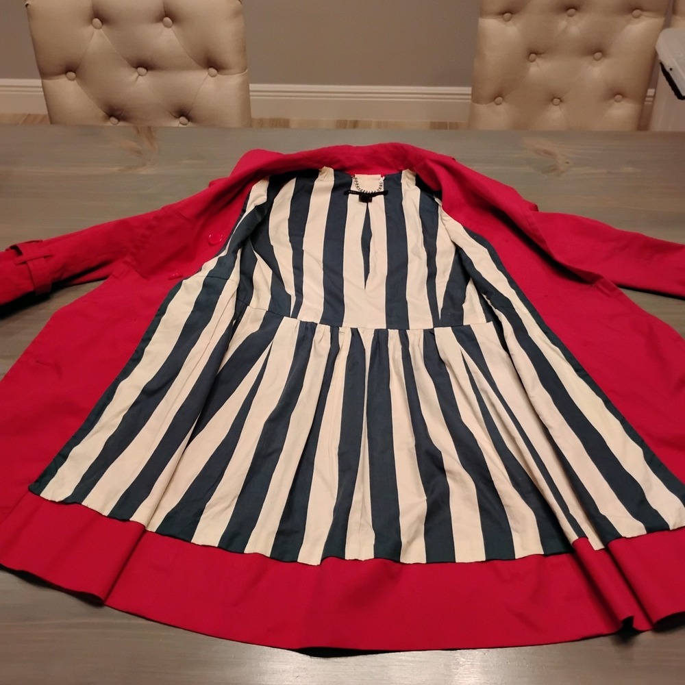 Marc By Marc Jacobs Designer XS Pink Cotton Military Jacket Trench Coat Belted - Picture 3 of 16